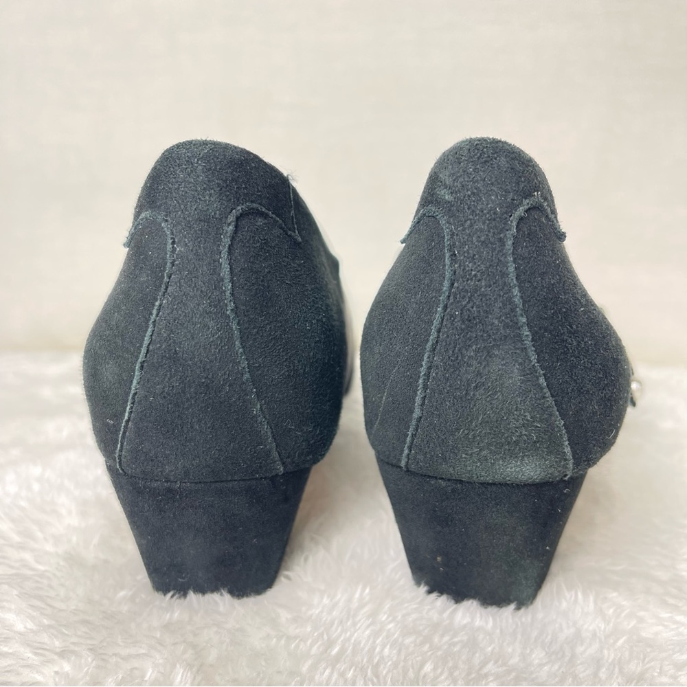 Taryn Rose Black Suede Shoes | Zip Up Bootie Low Heel Pumps | Size 9 - Picture 11 of 11